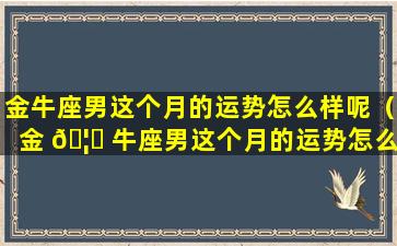 金牛座男这个月的运势怎么样呢（金 🦍 牛座男这个月的运势怎么样呢知乎）